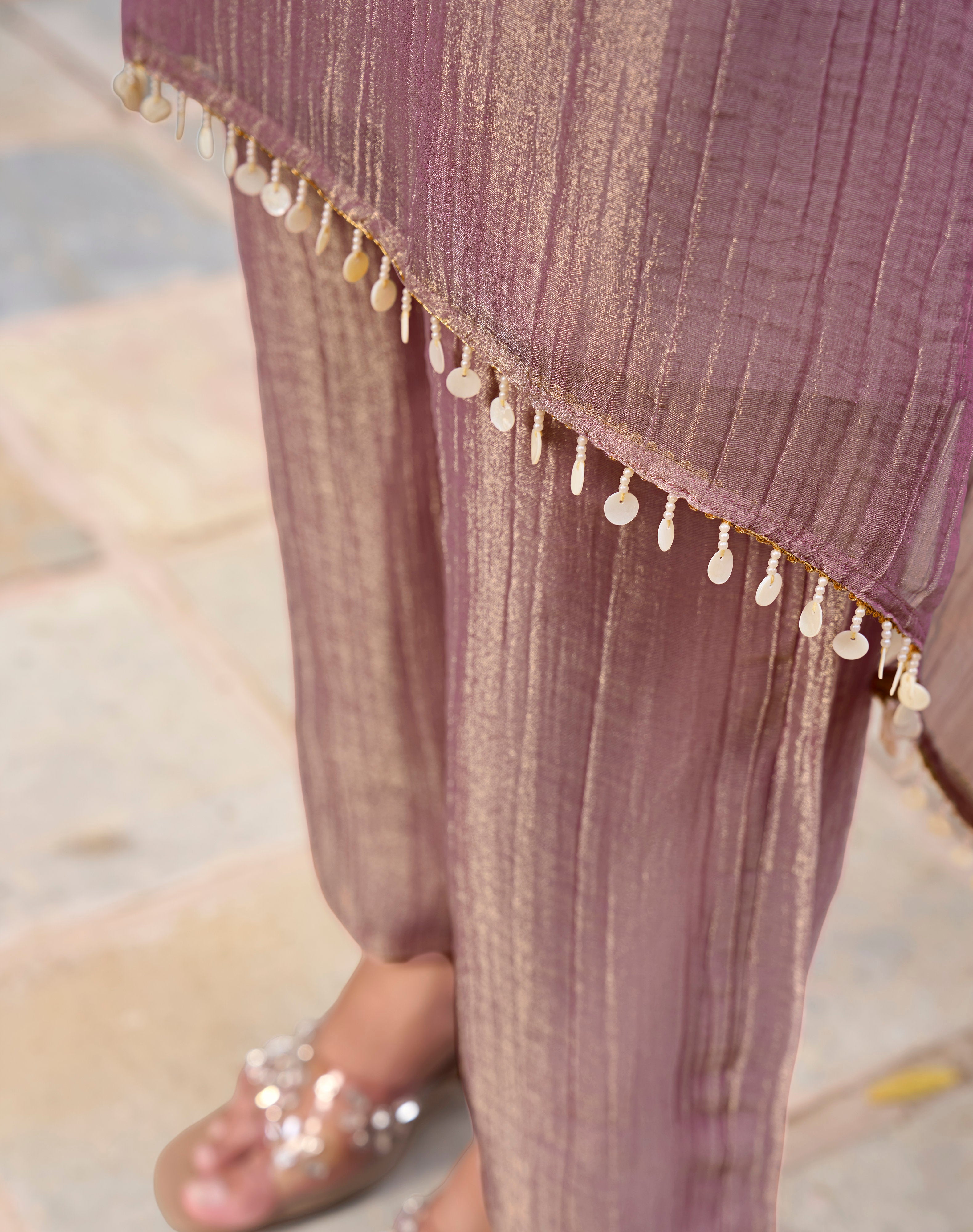 Embellished Tissue Kurta Set