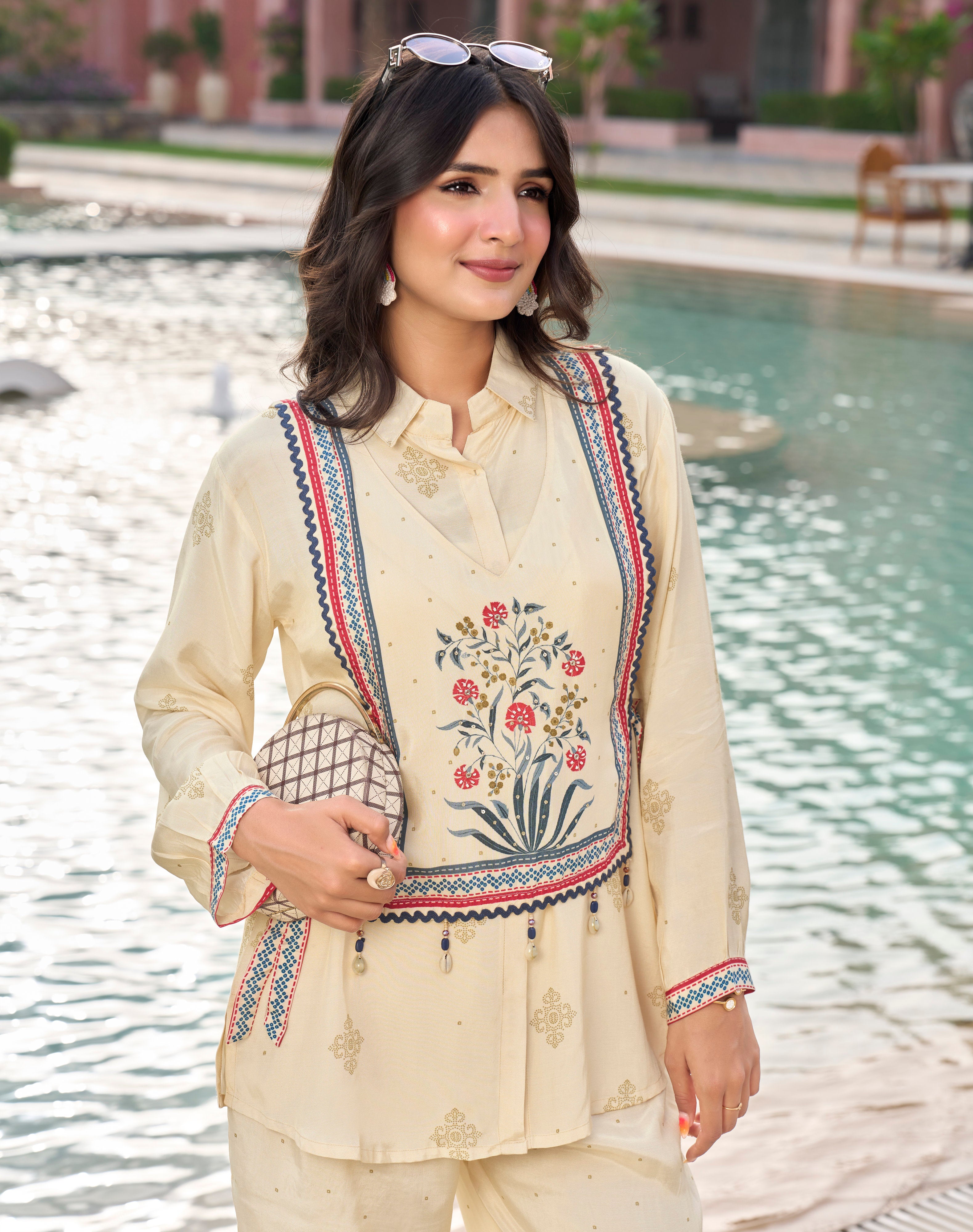 Ivory Bloom Overlay Co-Ord Set