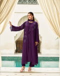 WINE EMBROIDERED ETHNIC SET