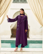 WINE EMBROIDERED ETHNIC SET