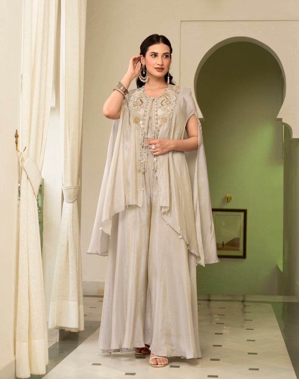 IVORY MIST EMBELLISHED CAPE SET