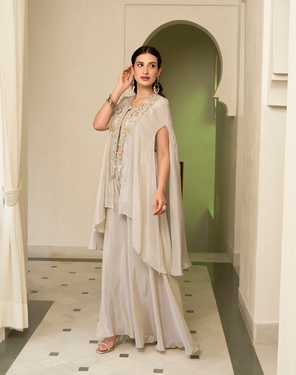 IVORY MIST EMBELLISHED CAPE SET