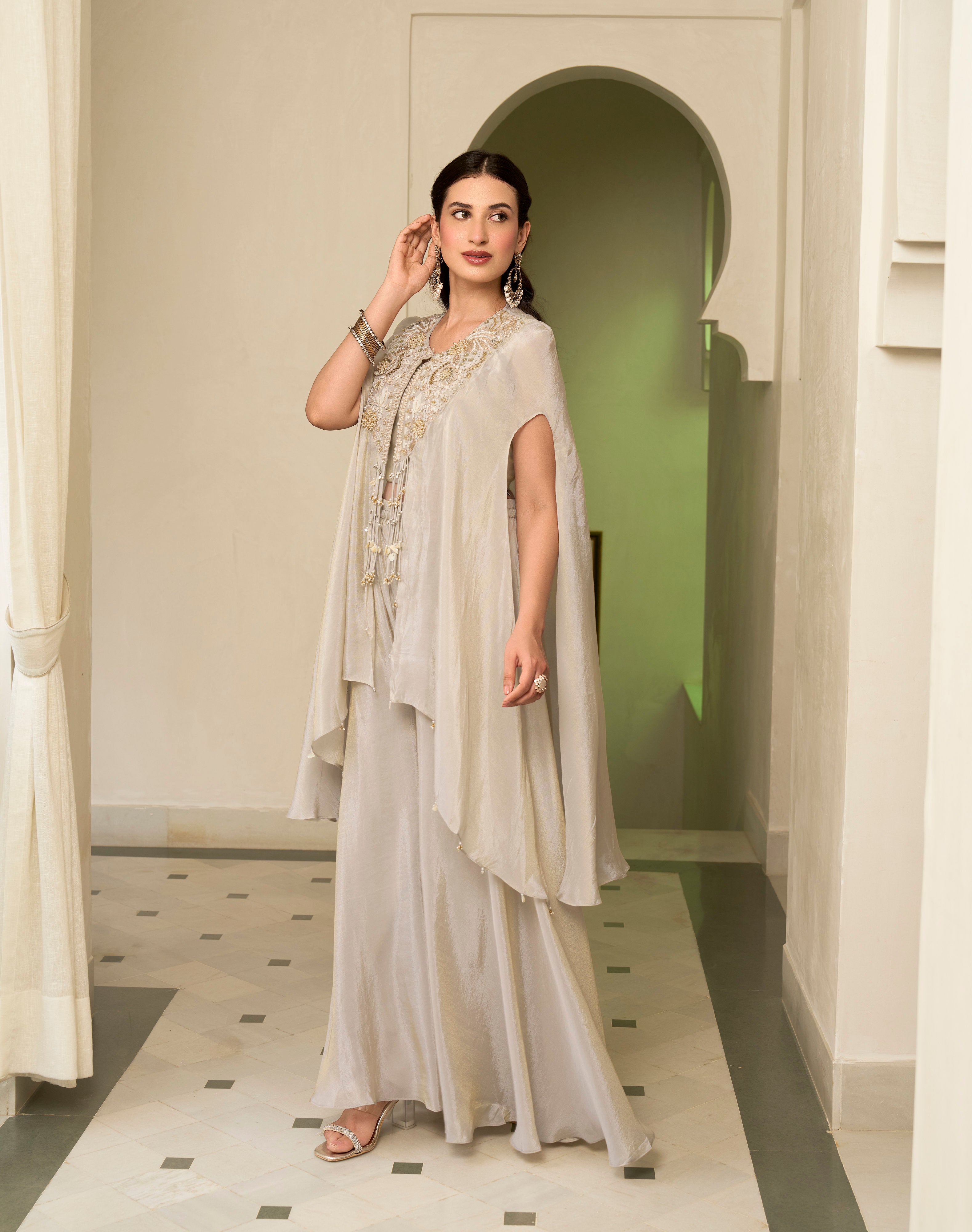 IVORY MIST EMBELLISHED CAPE SET