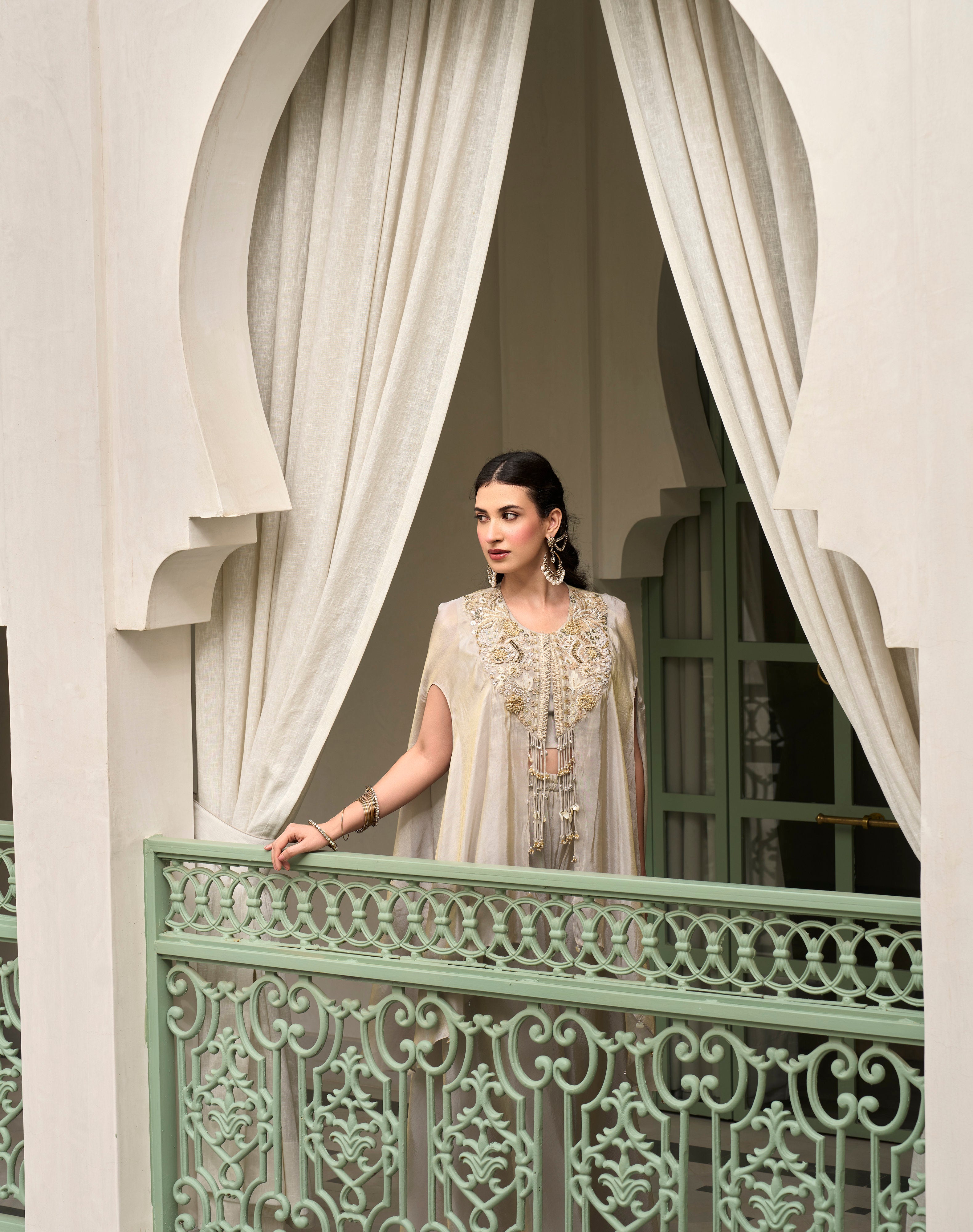 IVORY MIST EMBELLISHED CAPE SET
