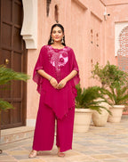 ROSE FUCHSIA STATEMENT PONCHO SET