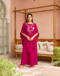 ROSE FUCHSIA STATEMENT PONCHO SET