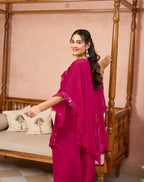 ROSE FUCHSIA STATEMENT PONCHO SET