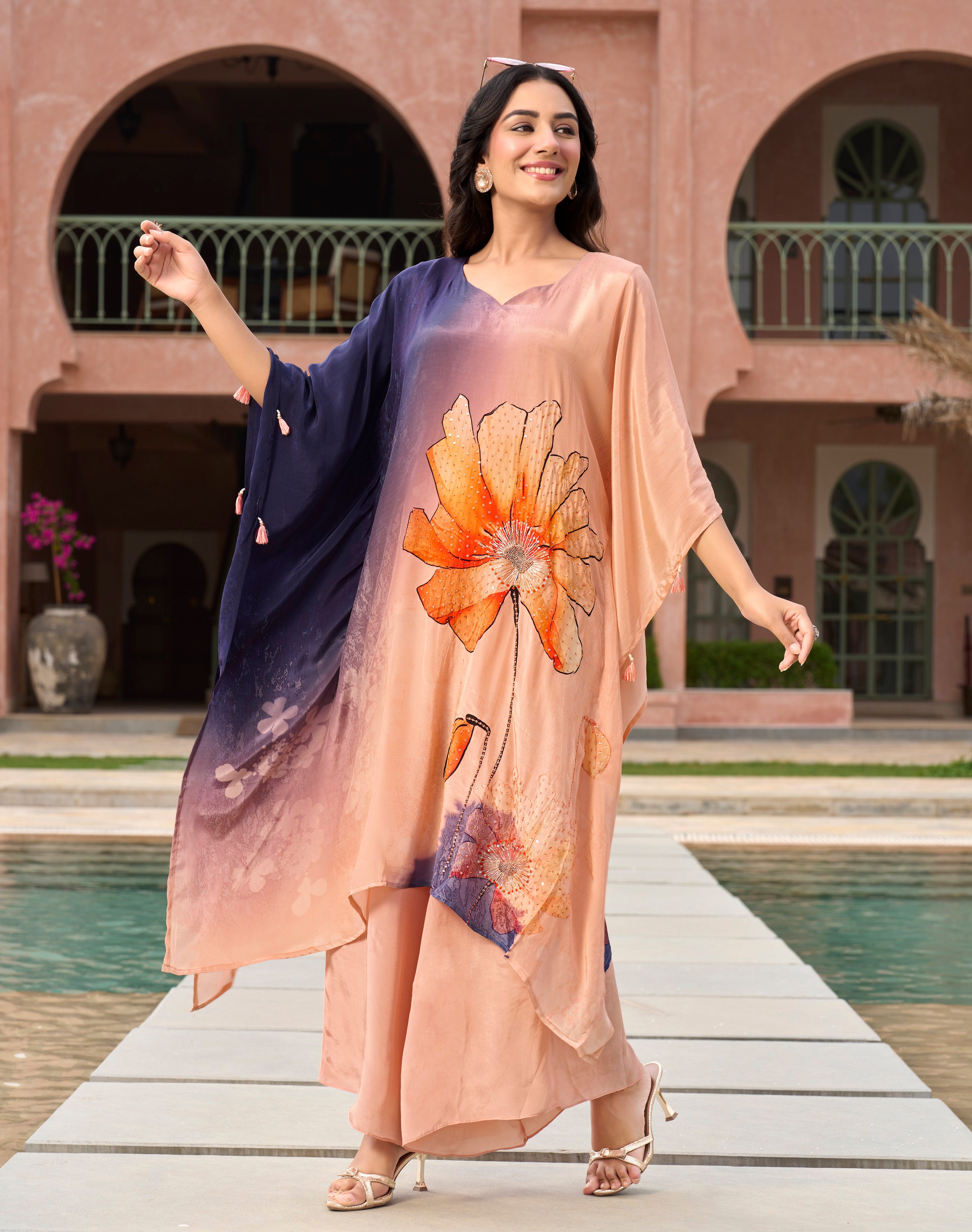 SUNSET BLOOM KAFTAN SET