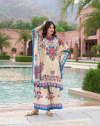 IVORY FLORAL KAFTAN SET