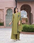 Olive Green Heritage Embroidered Kurta Set