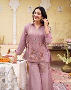 Rose Peacock Embroidered Co-Ord Set