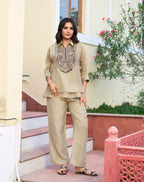 Beige Embroidered Co-Ord Set