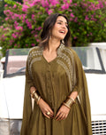 Olive Green Embellished Kaftan Set