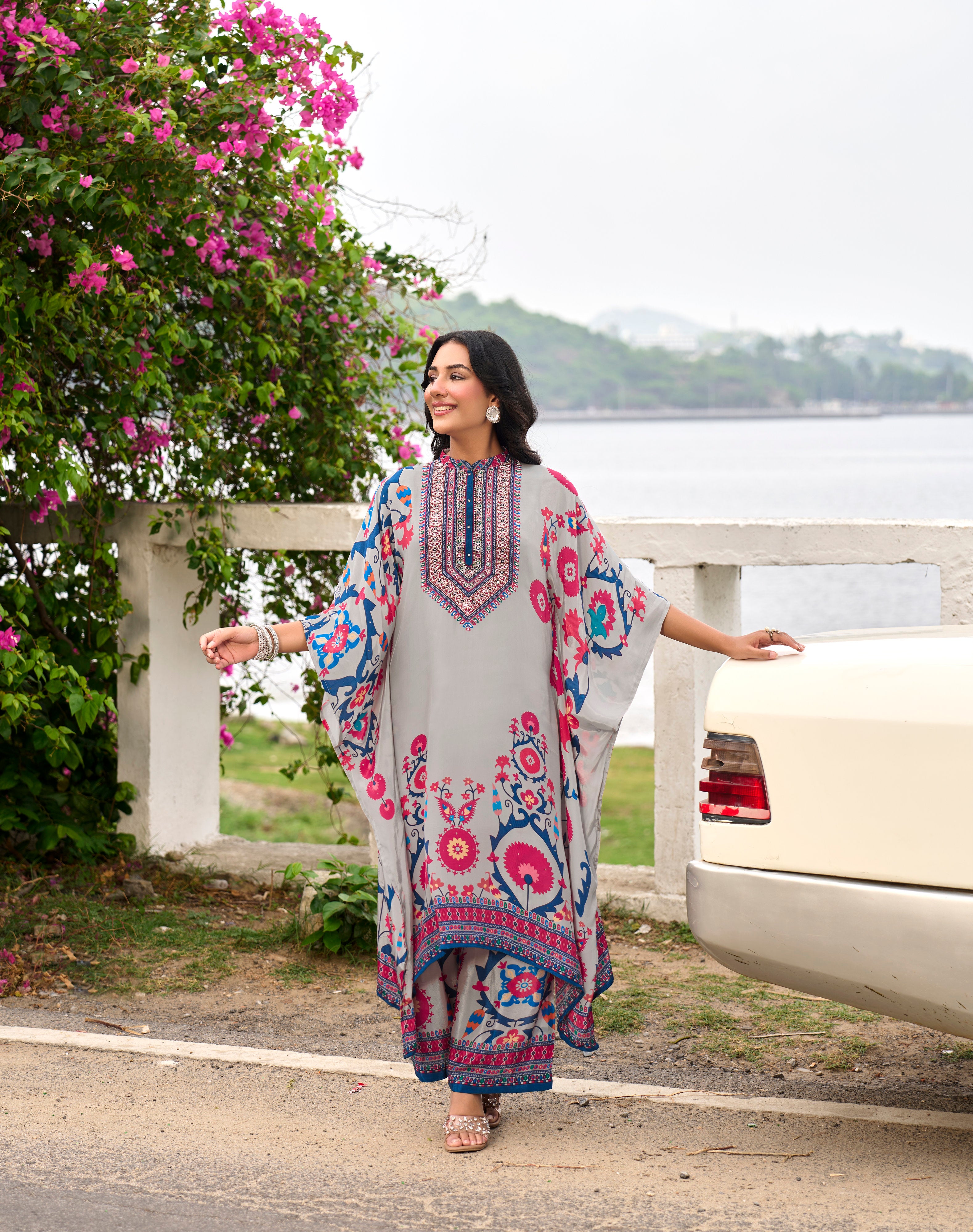 FLORAL PRINTED KAFTAN SET