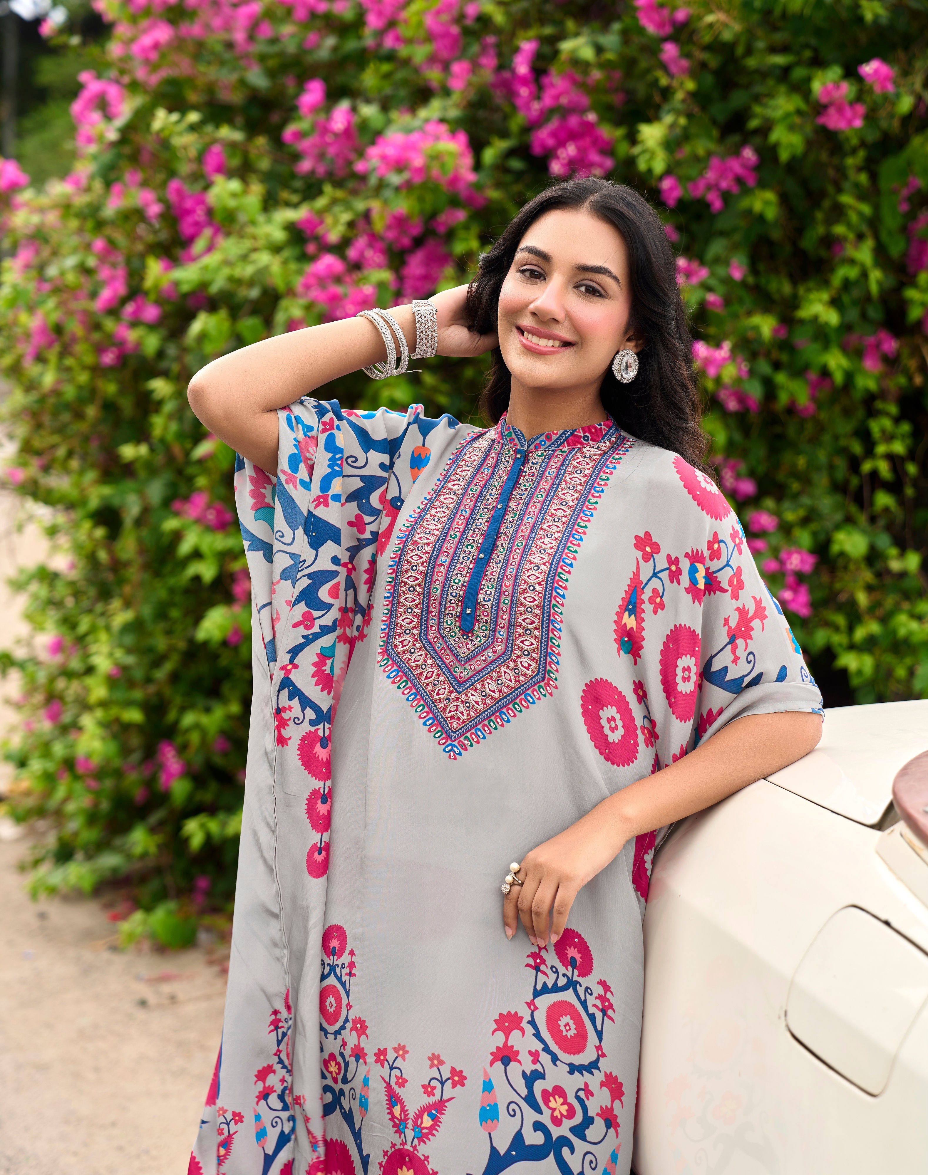 FLORAL PRINTED KAFTAN SET