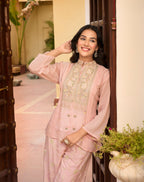 Floral Embroidered Peplum Co-ord Set