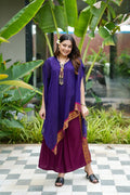 Purple Banarasi Fusion Set