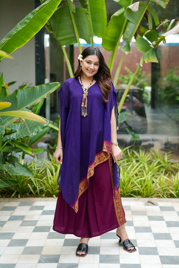 Purple Banarasi Fusion Set