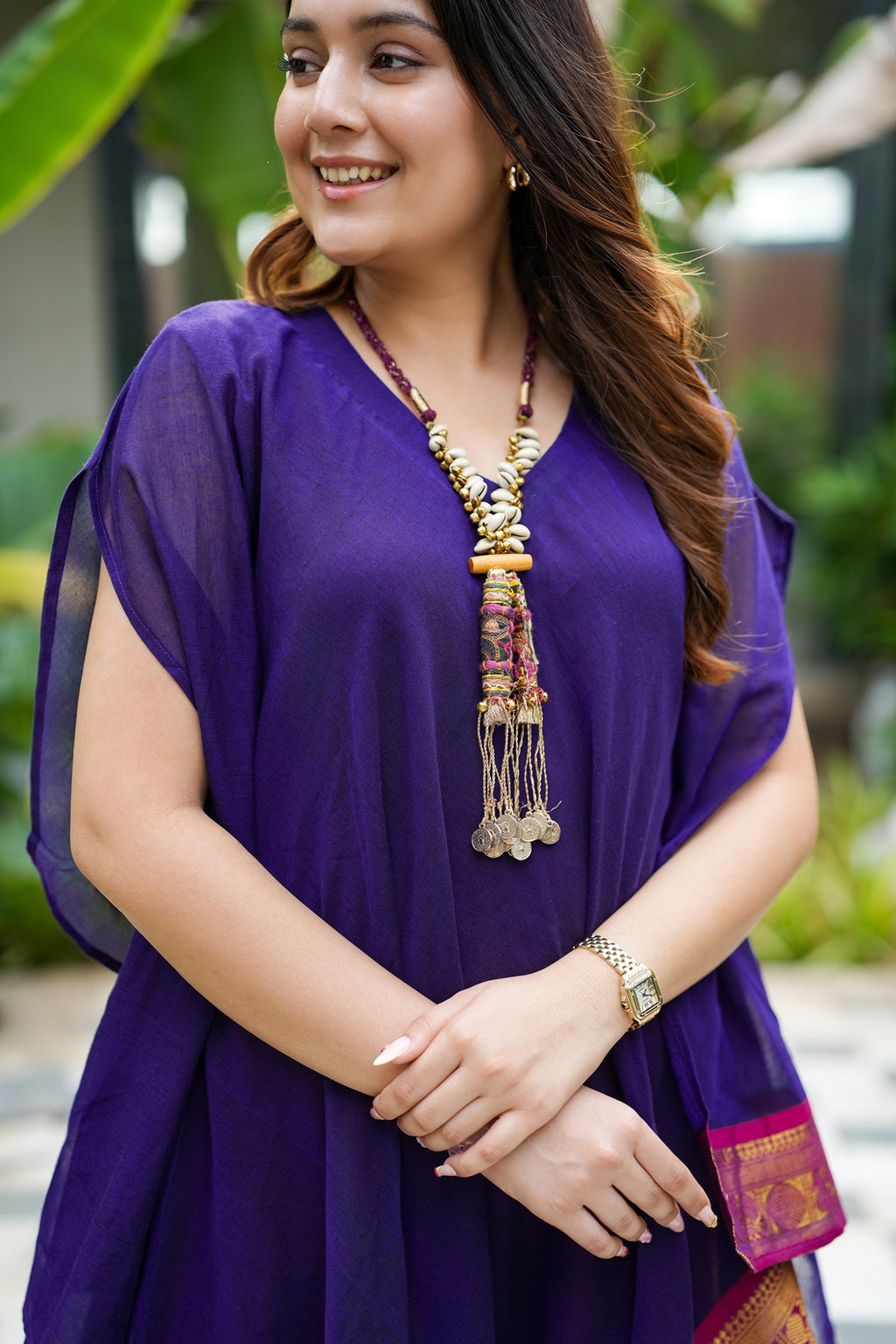 Purple Banarasi Fusion Set