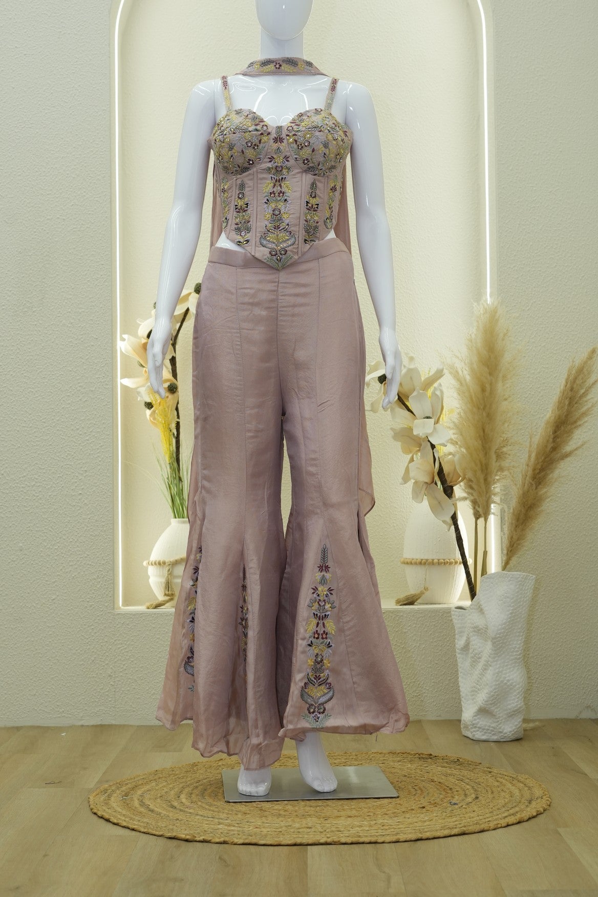 Floral Embroidered Corset Co-ord Set