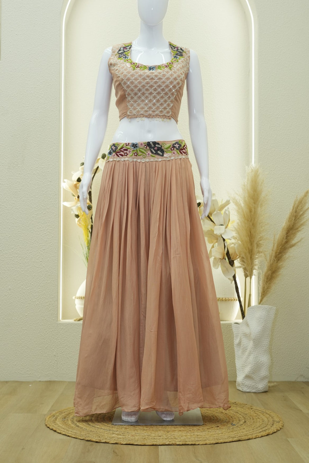 Embroidered Lehenga Set With Cape
