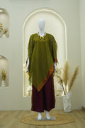Olive Green Draped Ethnic Co-Ord Set