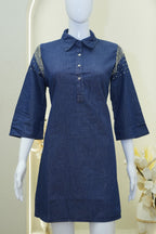 Embellished Denim Shirt Dress