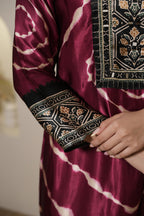 Wine Printed Ethnic Kurta Set