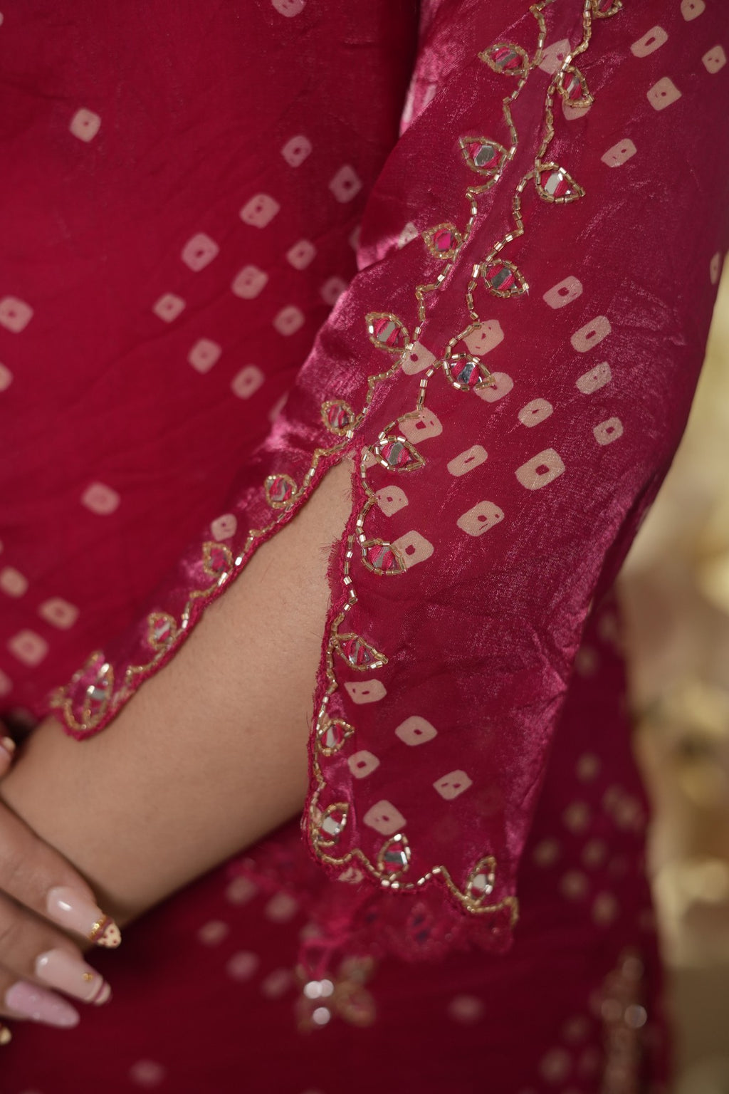 Berry Bandhani Sharara set