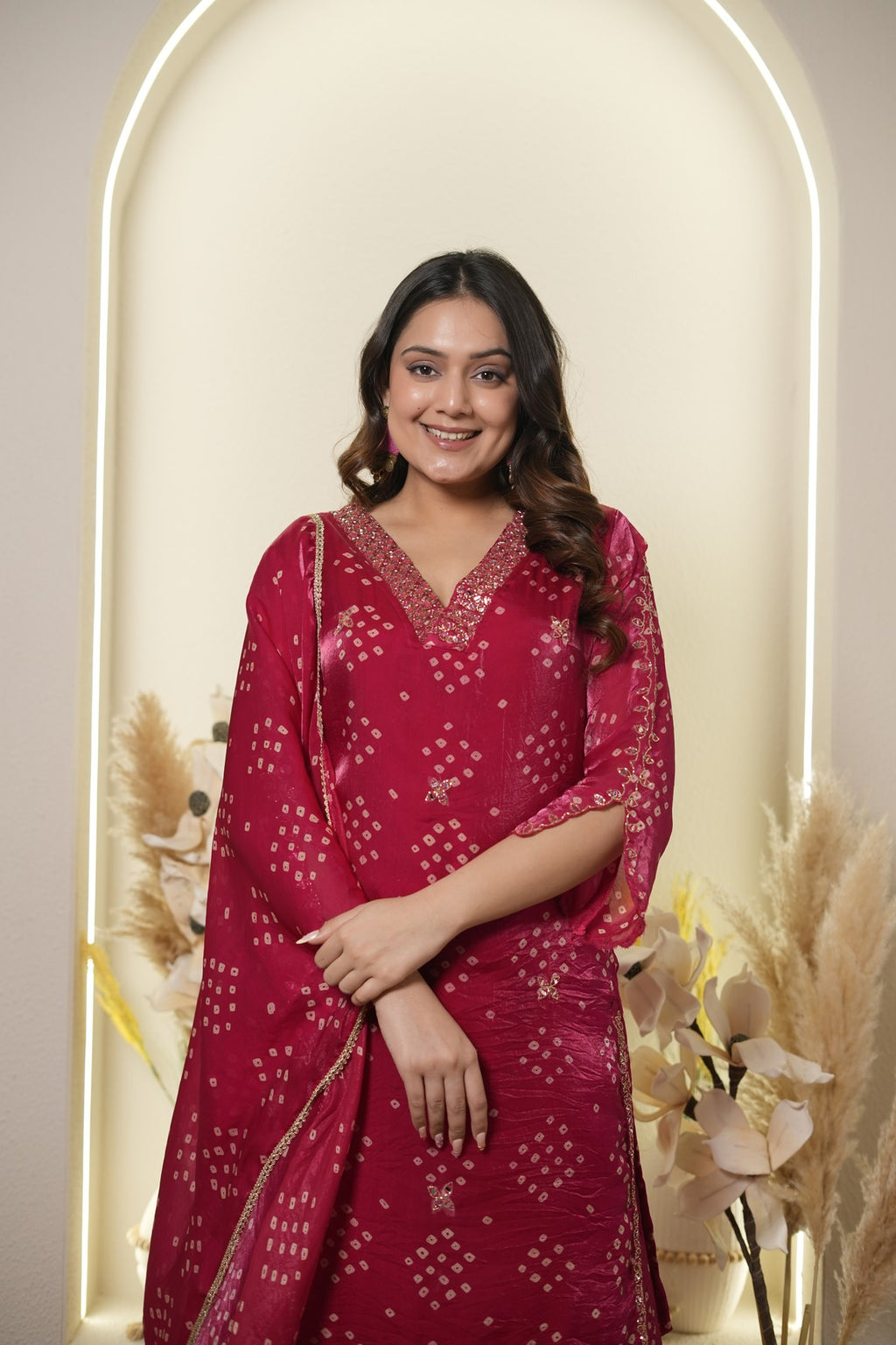 Berry Bandhani Sharara set