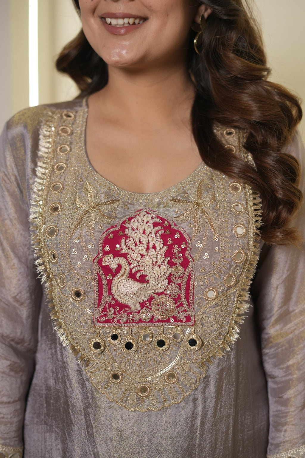 Regal grey embroidered suit