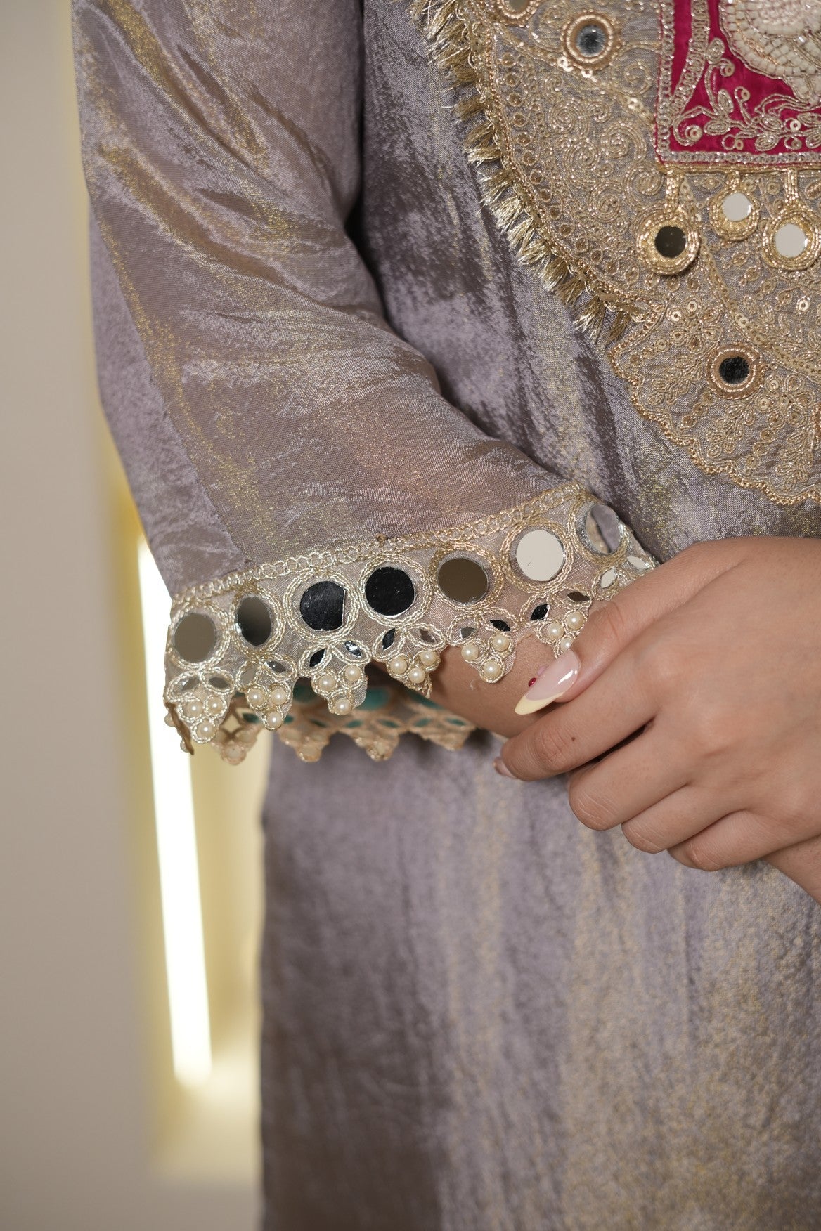 Regal grey embroidered suit