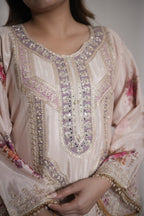 Blush Floral Embroidered Sharara Set