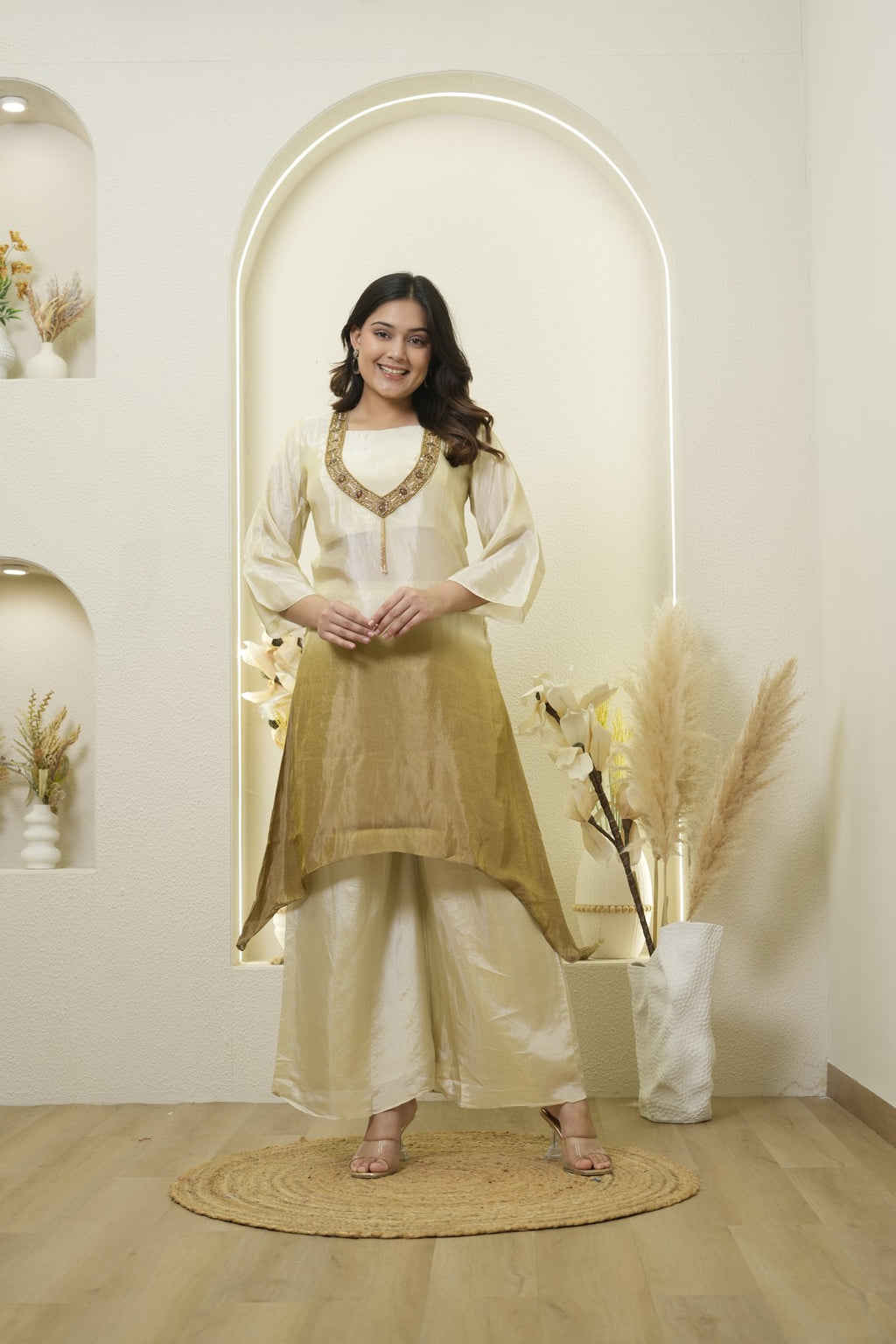 Ivory Ombre Embellished Kurta Set