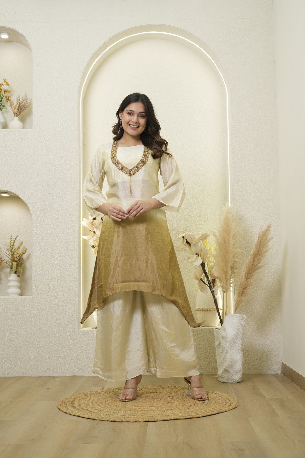 Ivory Ombre Embellished Kurta Set