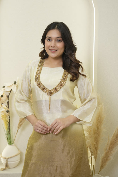 Ivory Ombre Embellished Kurta Set