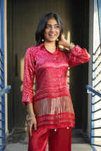 Ruby Bandhani Fusion Co-ord Set