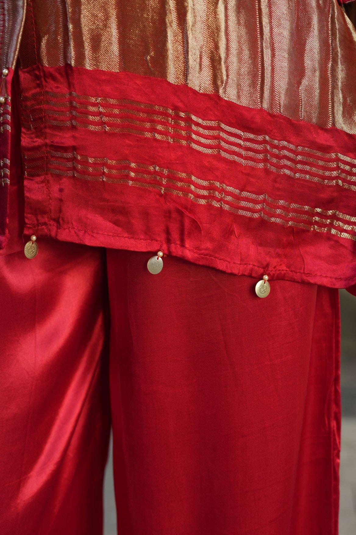 Ruby Bandhani Fusion Co-ord Set