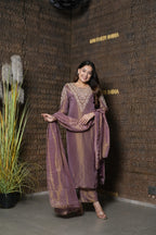 Antique Gold Embroidered Kurta Set