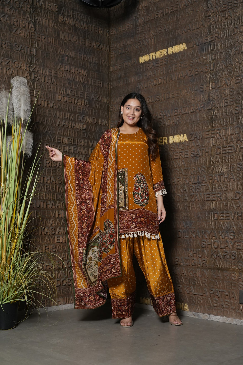 Mustard Sunehri Printed Kurta Set