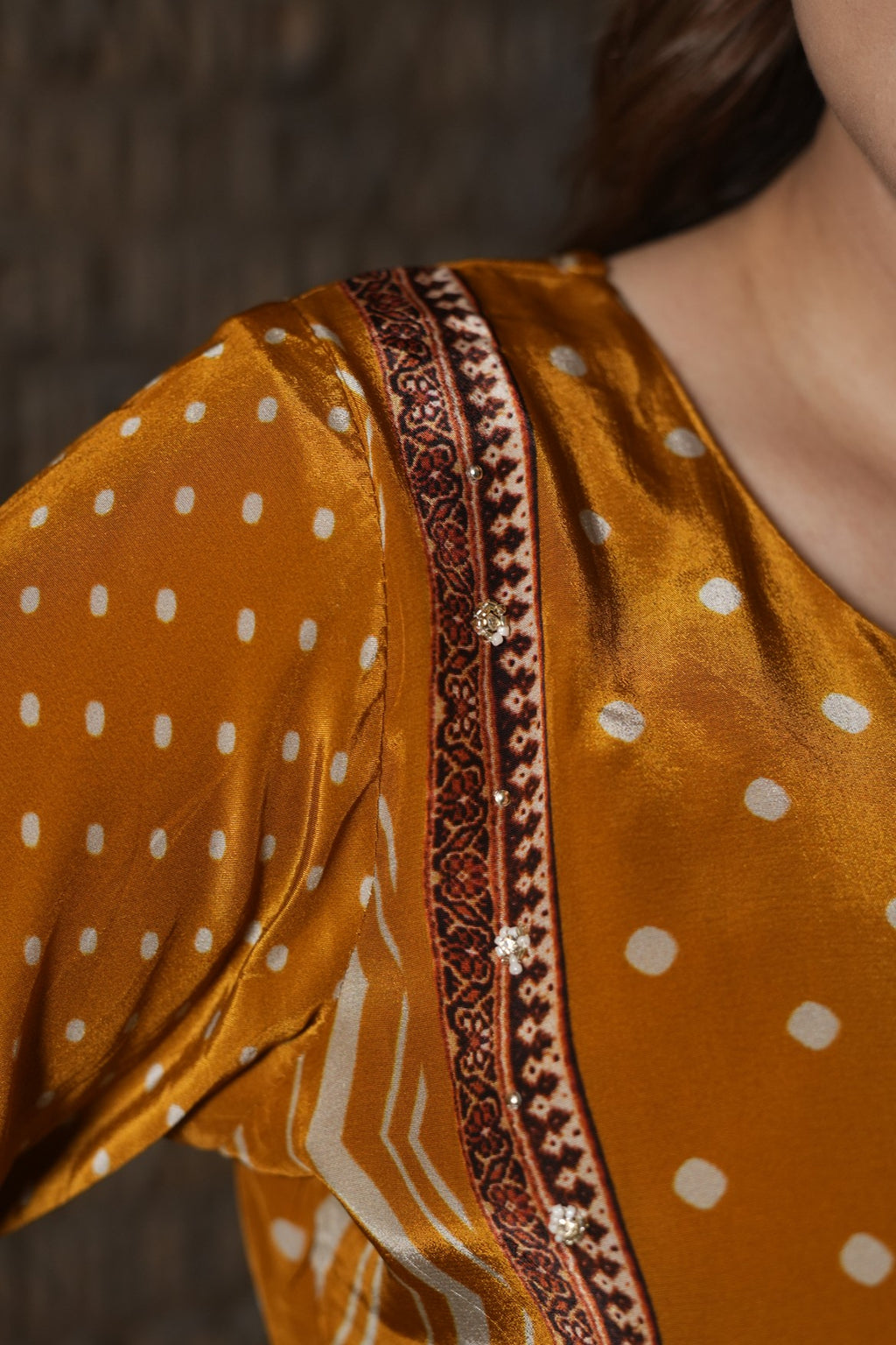 Mustard Sunehri Printed Kurta Set