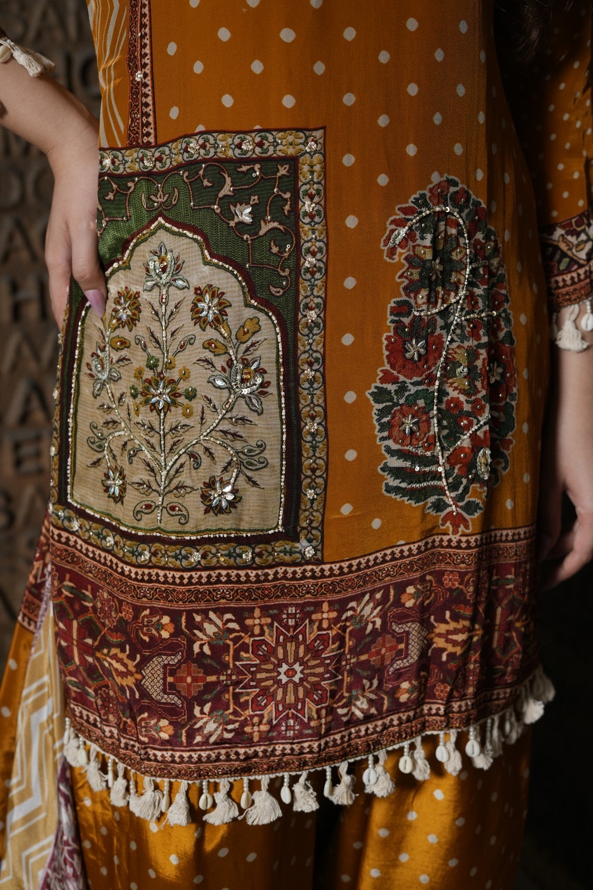 Mustard Sunehri Printed Kurta Set