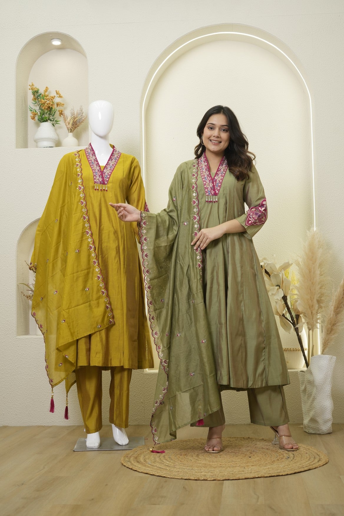Floral Embroidered Anarkali Kurta Set
