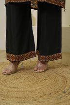 Maroon Patchwork Printed Kurta Pant Set