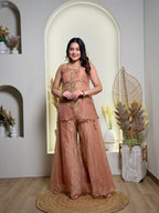 Dusty Rose Pink Sheer Tissue Sharara Set