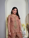 Dusty Rose Pink Sheer Tissue Sharara Set