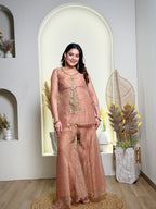 Dusty Rose Pink Sheer Tissue Sharara Set