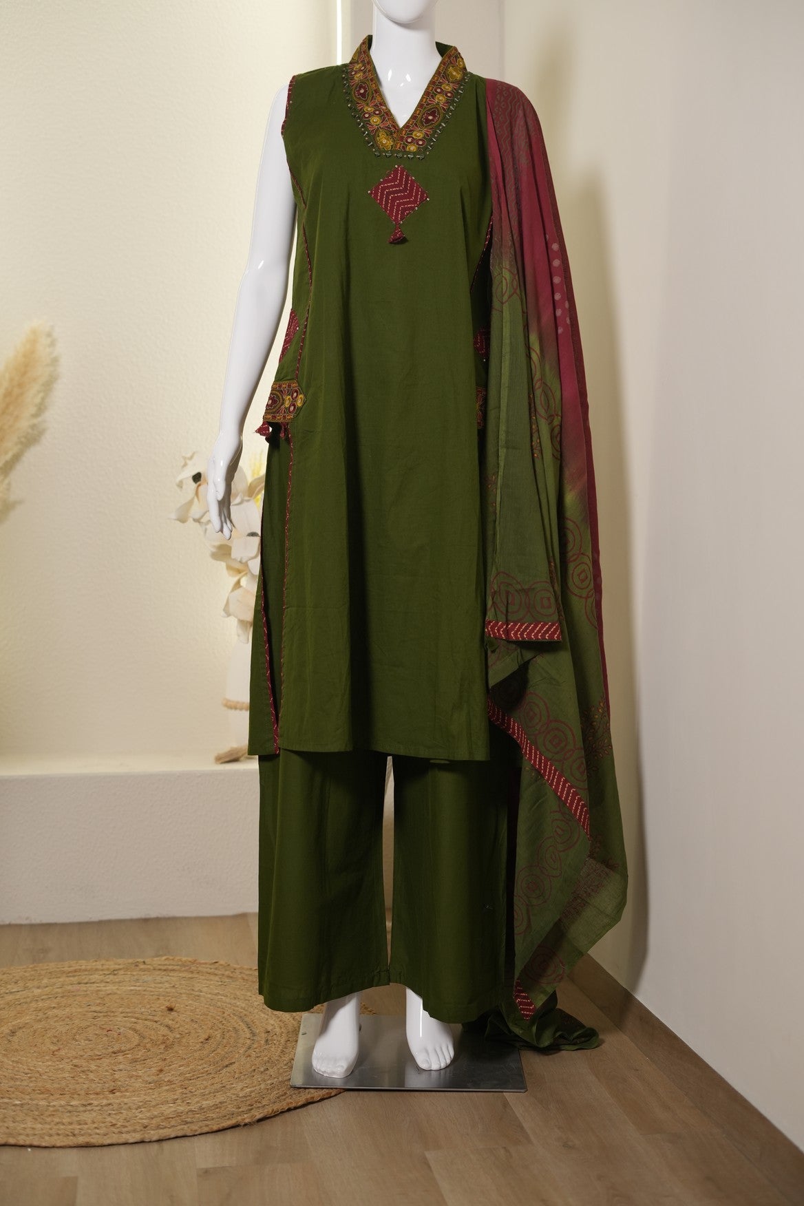Printed Kurta Palazzo Set with Dupatta