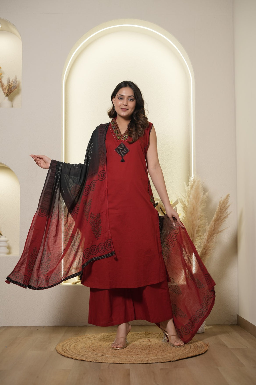 Printed Kurta Palazzo Set with Dupatta