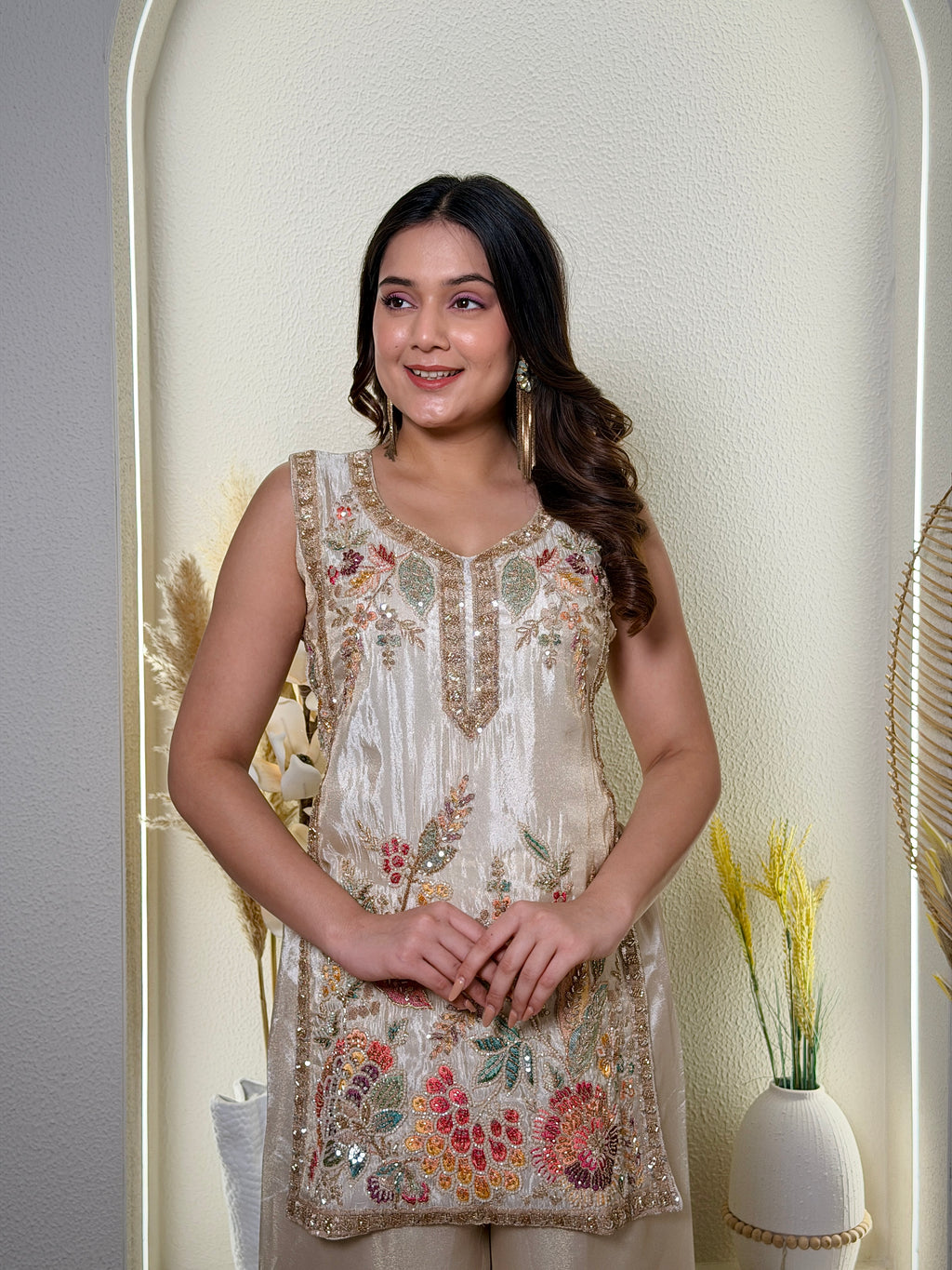 Ivory Bloom Hand-Embroidered Kurta Set